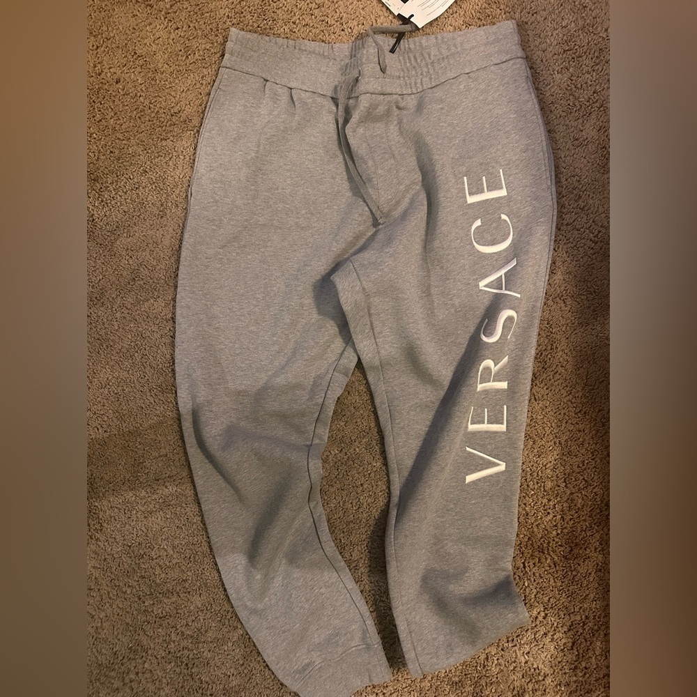 Versace Embroidered Grey Activewear Pants